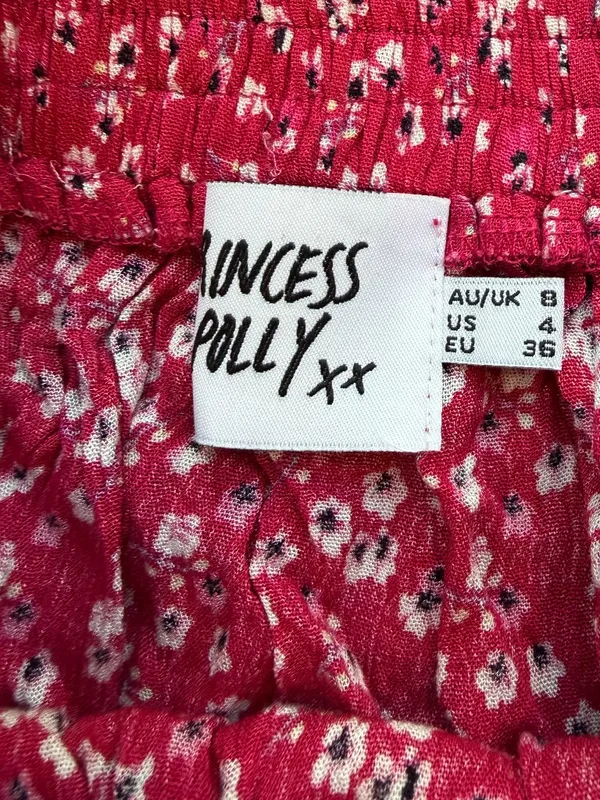 Princess Polly red floral tiered mini skirt ruffles Size 4 / Small - Image 6