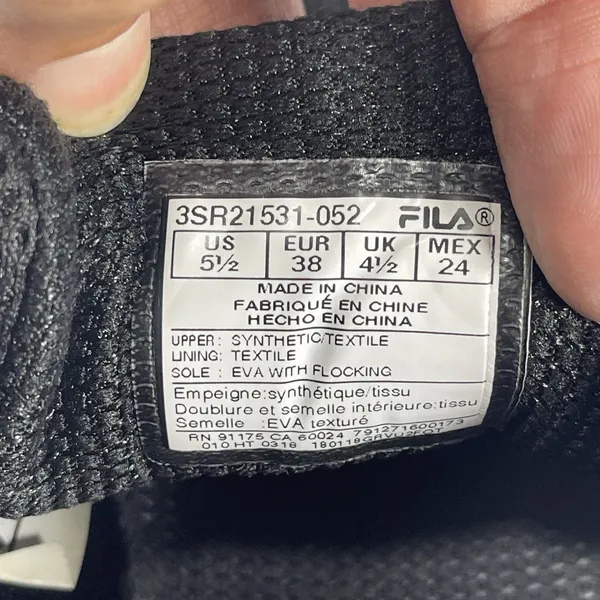 Fila Women’s Memory Foam Running Shoes Black White Size 5.5 3SR21531-052 Sneaker - Image 3