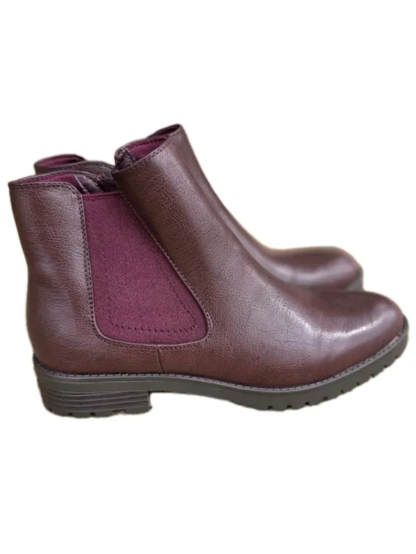 Baretraps Womens Daytona Lug Sole Boots Booties Size 9 Burgundy Comfort Shoes - Image 2