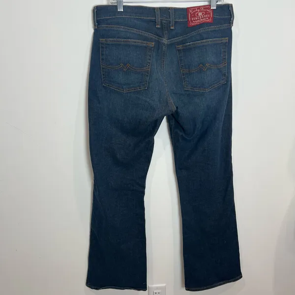 Y2K Lucky Brand Classic Low Rise Flare Dark Blue Bootcut Jeans - Image 3