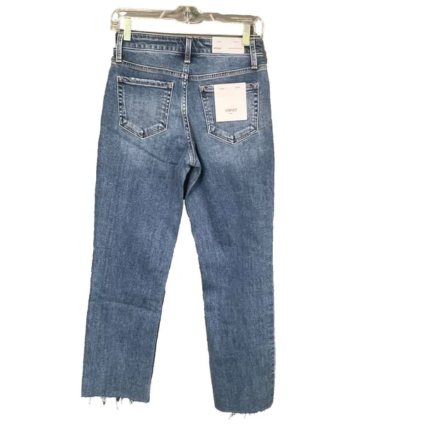 Vervet Melissa mid rise jeans raw hem size 25 straight leg Mixology - Image 2