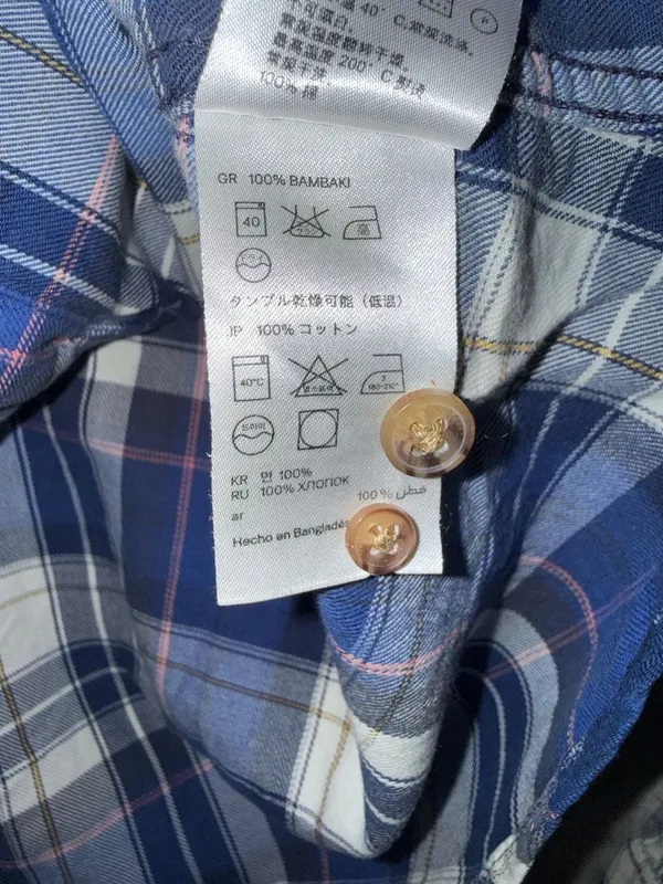 L.O.G.G. H&M Label of Graded Goods Blue Plaid Flannel Shirt with Elbow Patches - Image 11