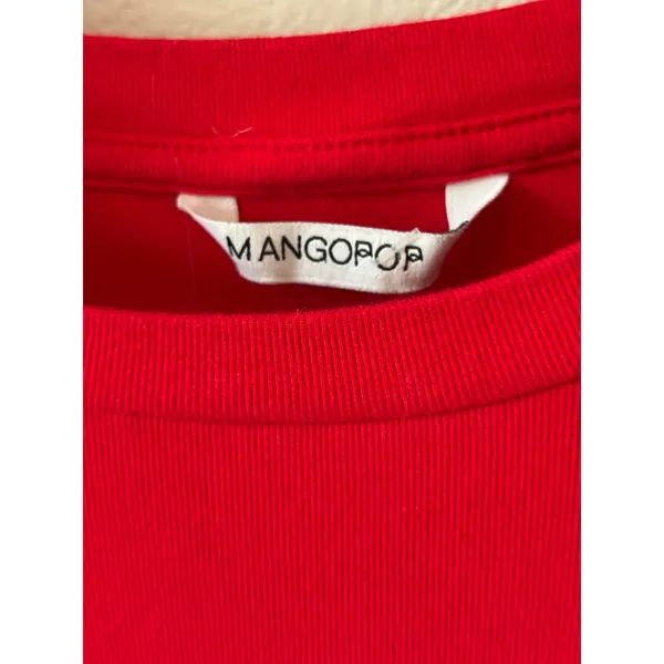 Mangopop Red Short Sleeve‎ Crew Neck Ribbed Bodysuit Small - Image 2