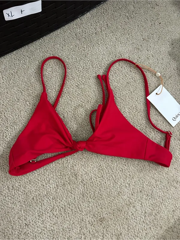 NWT Quince Italian knot bikini top cherry red extra small - Image 2