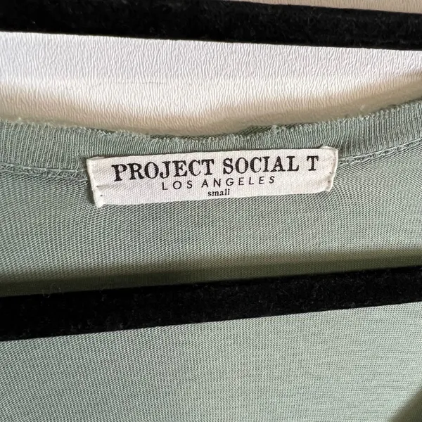 Project Social T‎ Womens Sage Green High Low Scoop Neck T-Shirt Dress Size Small - Image 5