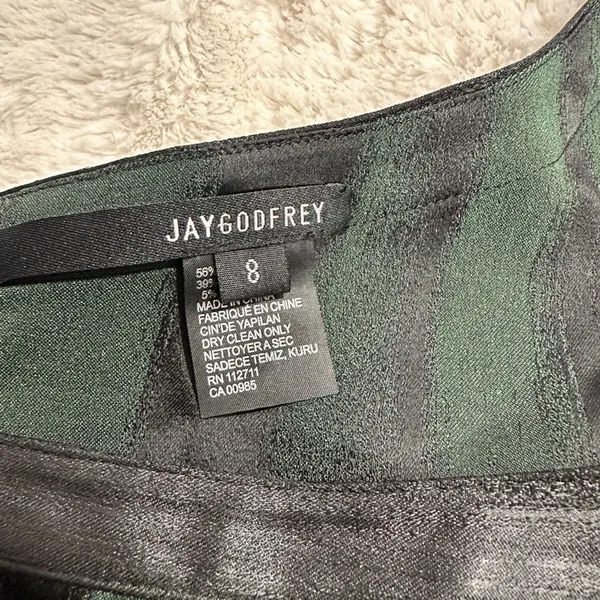 Jay Godfrey Emerald Black One-Shoulder Cocktail Mini Dress Size 8 - Image 8