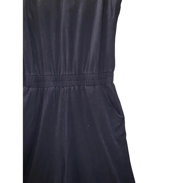 Pact Jumpsuit Medium Black Organic Cotton V-Neck Sleeveless Casual‎ Minimalist - Image 6