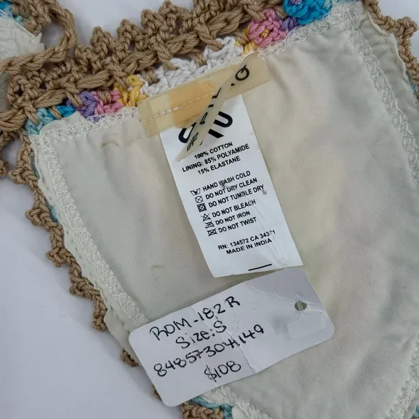 PILYQ PQ SWIM Bikini Top Size Small NWT Romance Crochet Triangle Halter Rainbow - Image 12