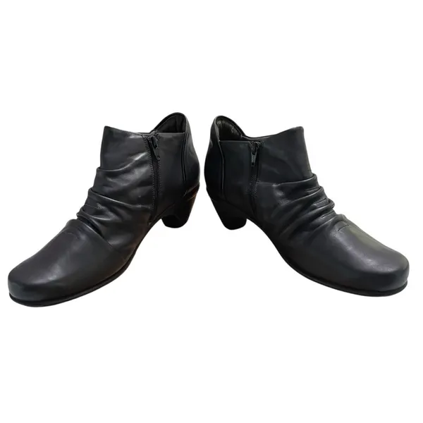 Naot Leather Ankle Booties Black Heeled Boots Side Zip size 41 US 10-10.5 - Image 3