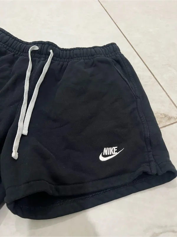 Nike Black French Terry Logo Shorts Size Small - Image 2
