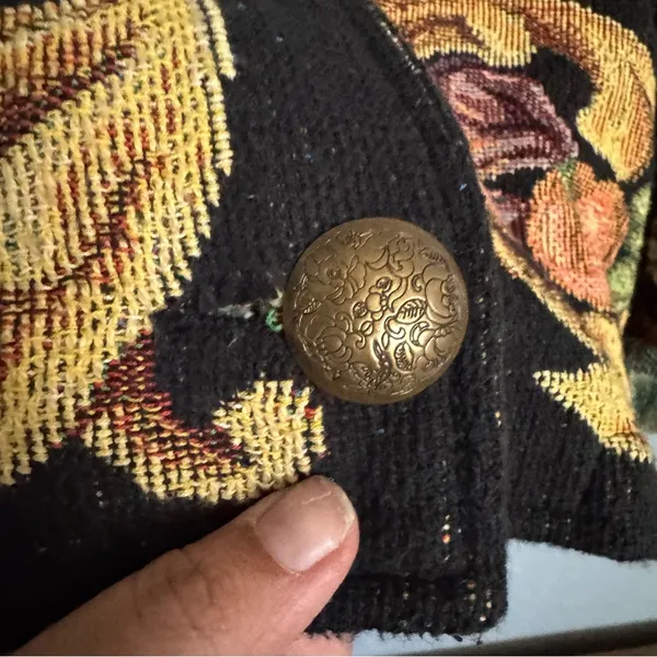 Vintage 90’s California Style Baroque Fruit & Vine Tapestry Jacket - Image 2