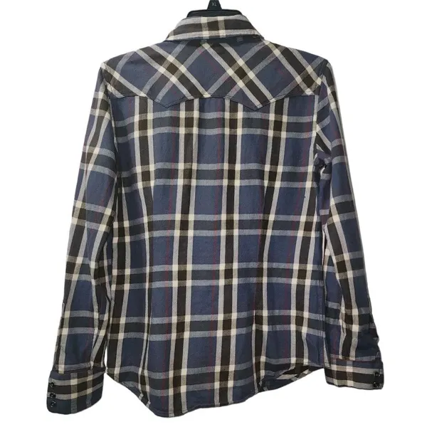 Lauren Jeans Co. Plaid Western‎ Shirt Snap Button Front Blue Small - Image 2