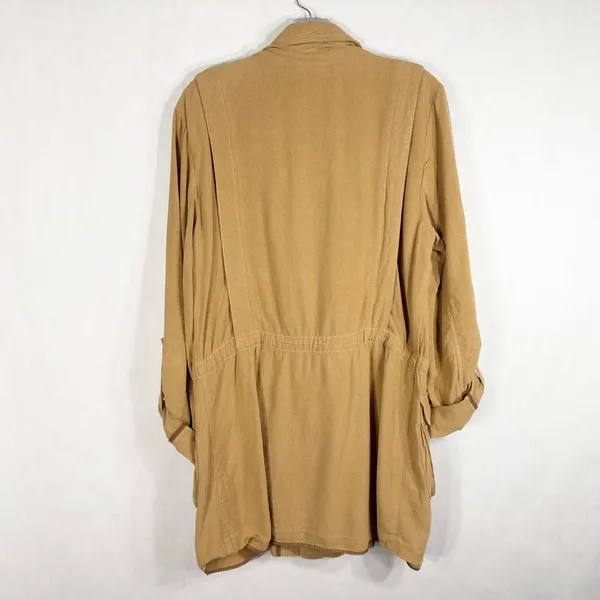 Free People Medium Jacket Charly‎ Blazer Beige Tan Linen Button Cinched 1090 - Image 8