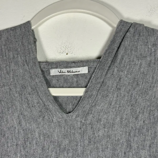 Vila Milano Womens Grey V-Neck Batwing Sleeve Hooded Knit Sweater Top‎ Size S - Image 6