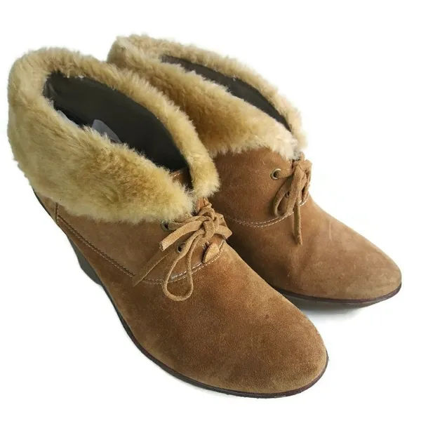B.‎ MAKOWSKY Nellie Suede Fur Cuff Ankle Booties 9W - Image 2