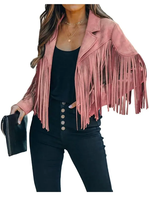 Tassel Fringe Jacket Pink Size L - Image 2
