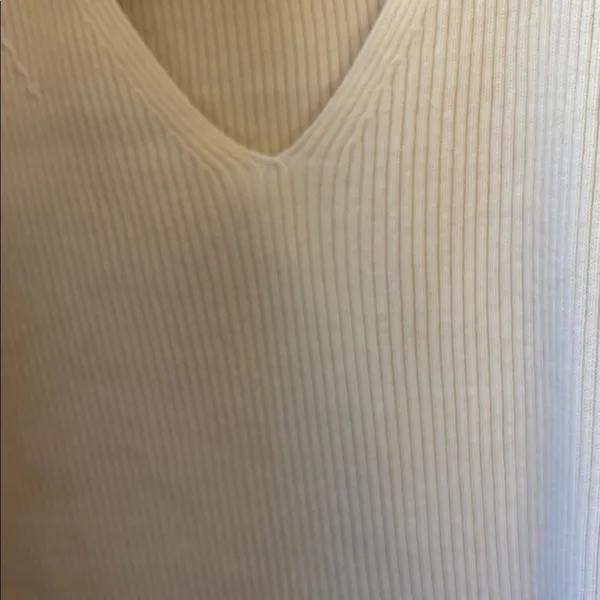 FINAL MARKDOWN George Women's Short Sleeve Cream Silk Blend Ribbed Top Small - Image 4