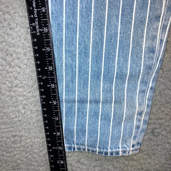 American Eagle Pinstripe Mom Jeans 4 29x27 Blue Retro High Waisted Tapered Leg - Image 9