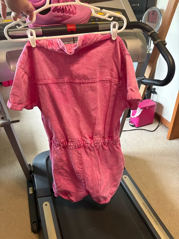 Pink Short Sleeve Denim Romper Size XL - Image 3