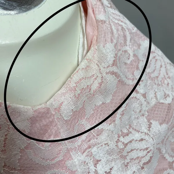 Vintage Lace Dress Light Pink Taffeta Sleeveless Maxi Prom Retro‎ Formal Sears - Image 11