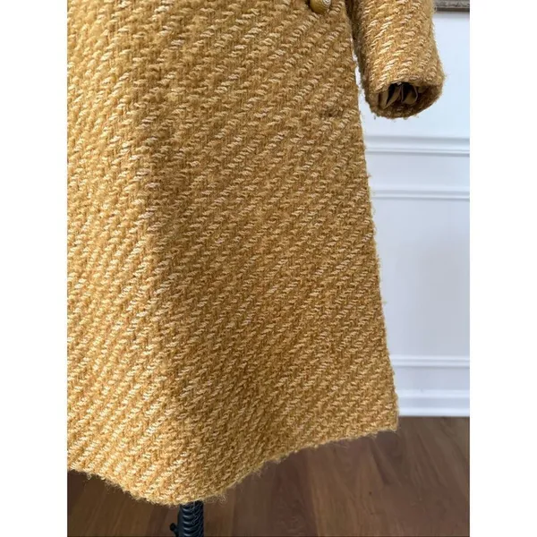 Vintage 60s Franklin Simon New York Mustard Gold Side Button Coat S M - Image 5
