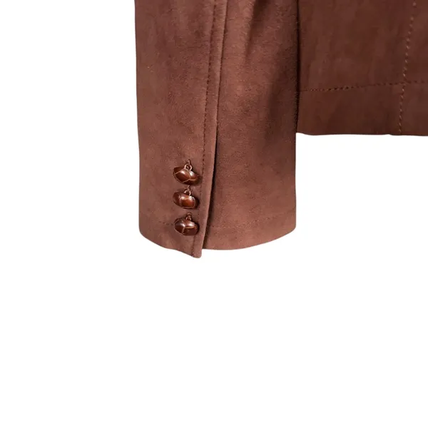 Lilly Pulitzer vintage brown fully lined button down lamb suede blazer small - Image 6