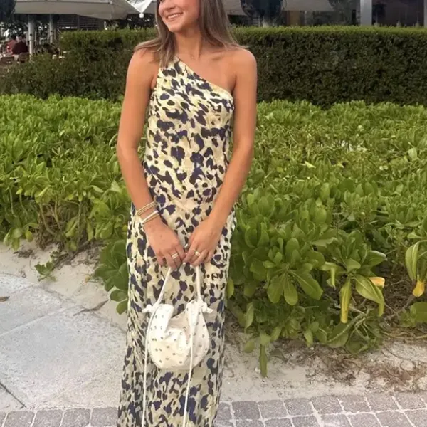 Shona Joy Leopard Chiffon Gown SIZE 4 One Shoulder Dress Formal Designer $480 - Image 6