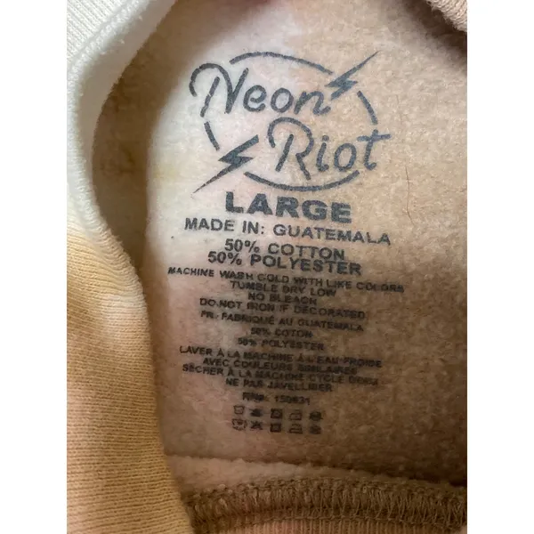 Neon Riot Women Beige Fleece Tie Dye Mock Neck Long Sleeve Sweatshirt Top Size L - Image 5