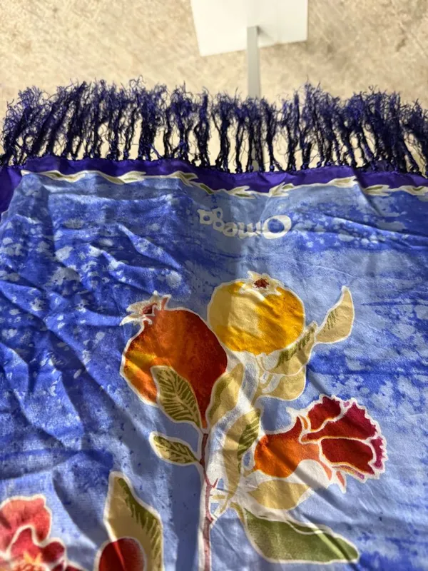 Vibrant Christian Scripture Floral Ombre Hand Rolled Silk Scarf with Fringe - Image 10
