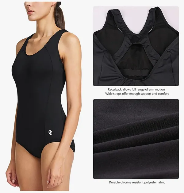 Baleaf Women's Conservative Athletic Racerback One Piece Training Swimsuit Swimw - Image 4
