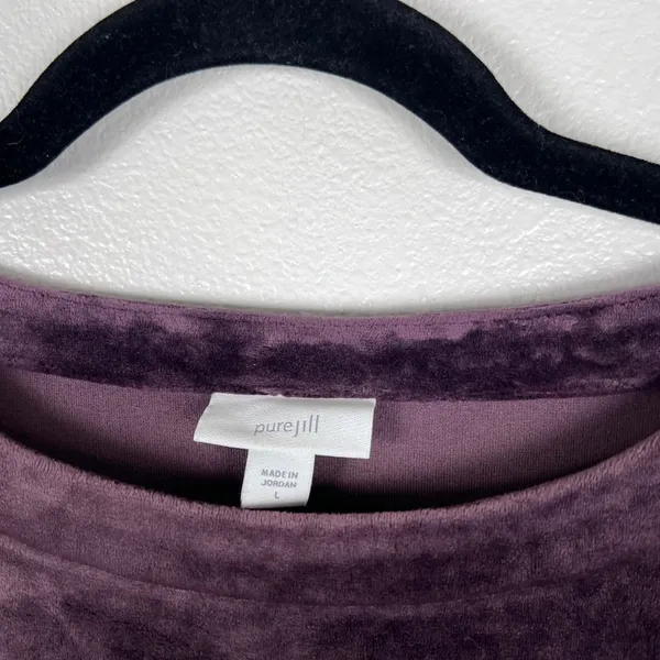 J Jill Women's Velvet 3/4 Sleeve Top‎ Purple Sz L - Image 2