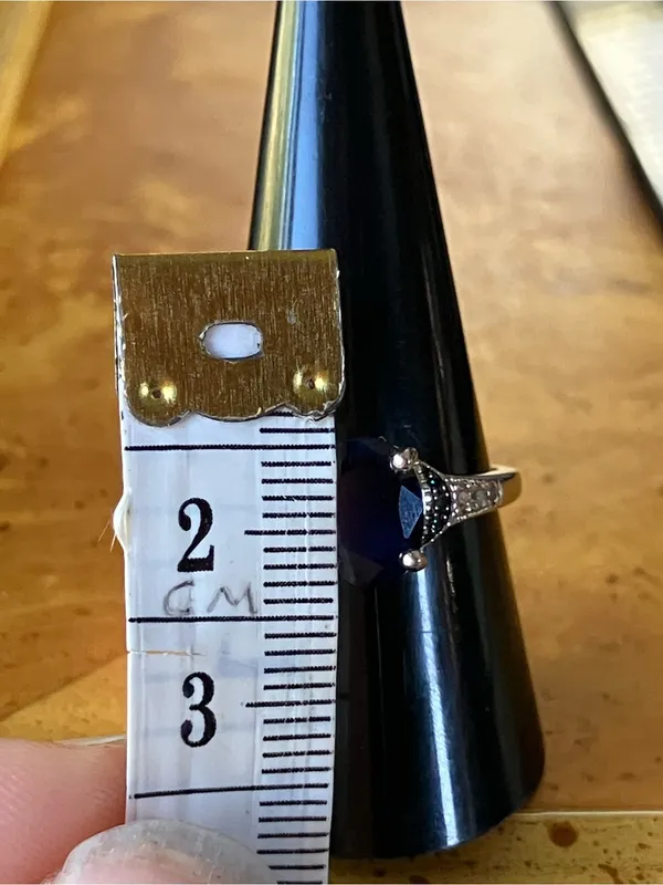 Genuine Blue Sapphire Blue Diamond Ring Size 9 - Image 10