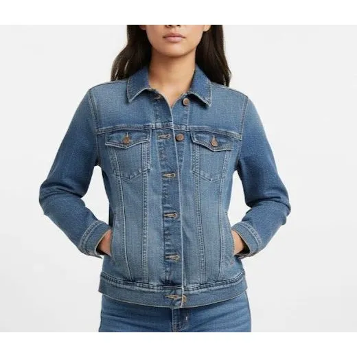 Old Navy‎ Women's Denim Jacket Medium Wash Classic Trucker Casual Sz S - Image 2