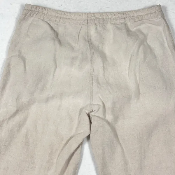 VTG GAP 100% Linen Pants Women's Wide Leg Drawstring Trousers Beige Tan Size 10‎ - Image 7