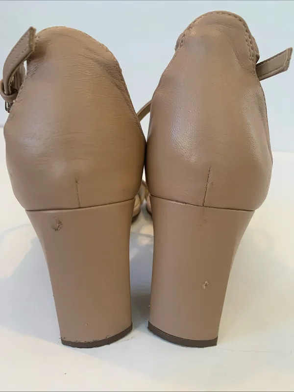 Naturalizer Tiff Ankle Strap Heels Tan Beige Leather Open Toe Sandal Size 8.5 - Image 9