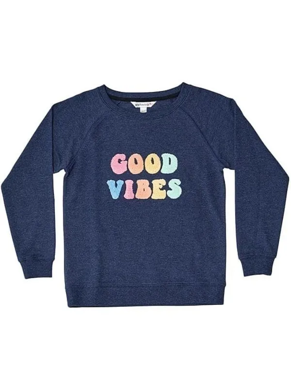 Wildfox Good Vibes pastel rainbow textured loop knit statement sweatshirt size S - Image 5