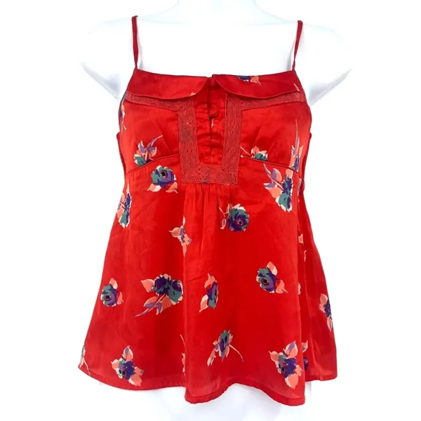 American Eagle Y2K Babydoll Top Sz XS Coquette Satin Festival Smocked Cottage - Image 2