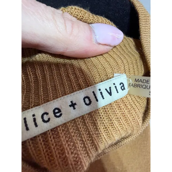 Alice + Olivia Sweater Womens S Tan Wool Gold Hardware Mock‎ Neck Luxury - Image 2