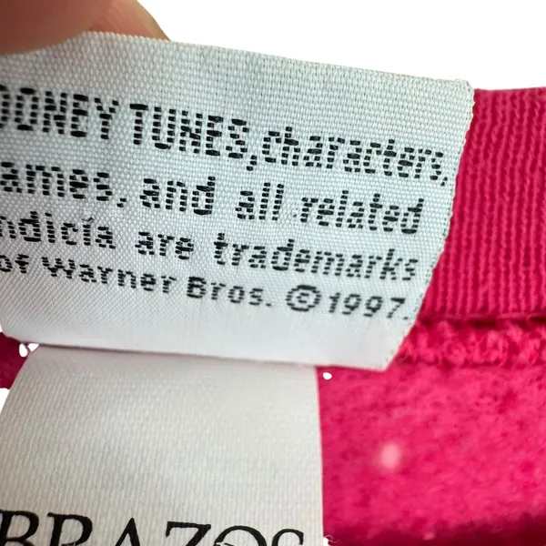 Looney Tunes Vtg 1997 Cotton Blend Pink Crew Neck Tweety Bird Sweatshirt 14W 16W - Image 7