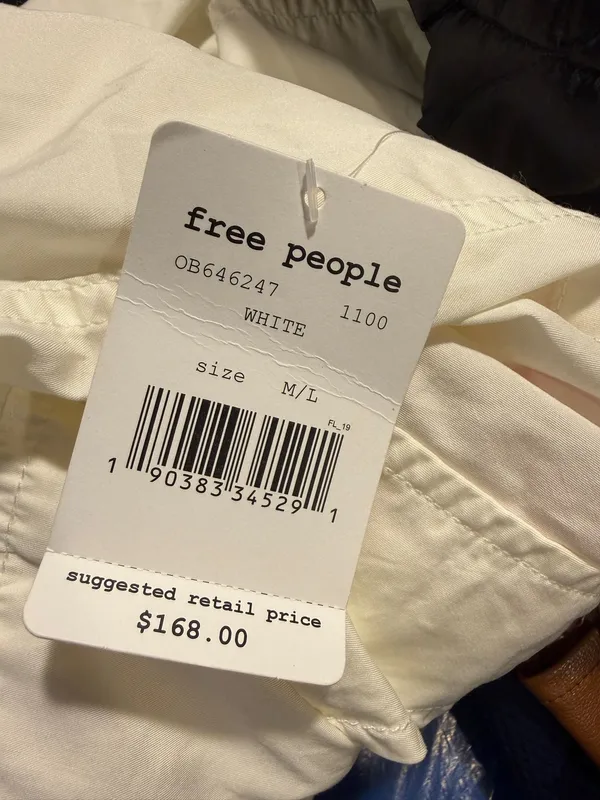 Free People Poplin Pullover Jacket Raincoat M/L White & Pink Hooded Lace Up NWT - Image 10