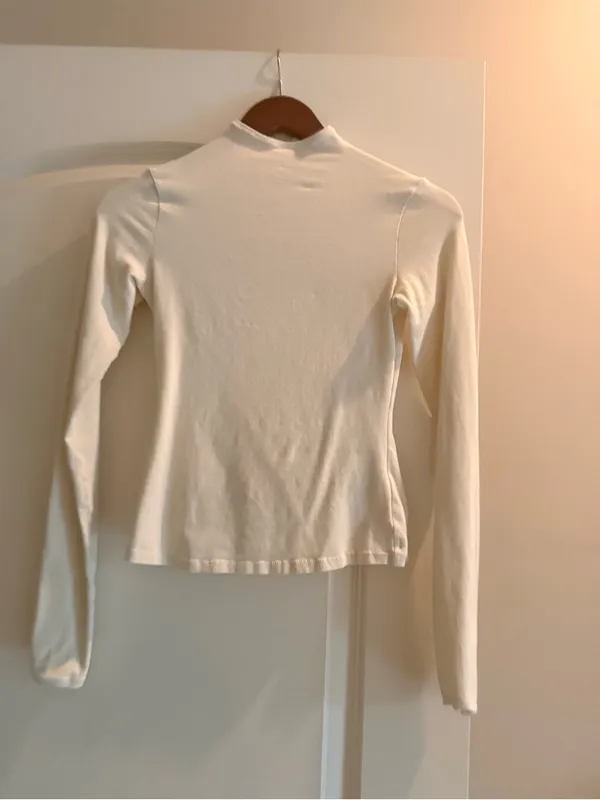 SKIMS Cream Long Sleeve Mock Neck Top - Image 2