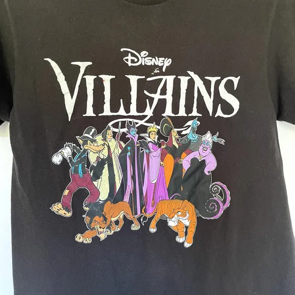 Disney Villians black‎ short sleeved shirt cotton women's size small basic top - Image 2