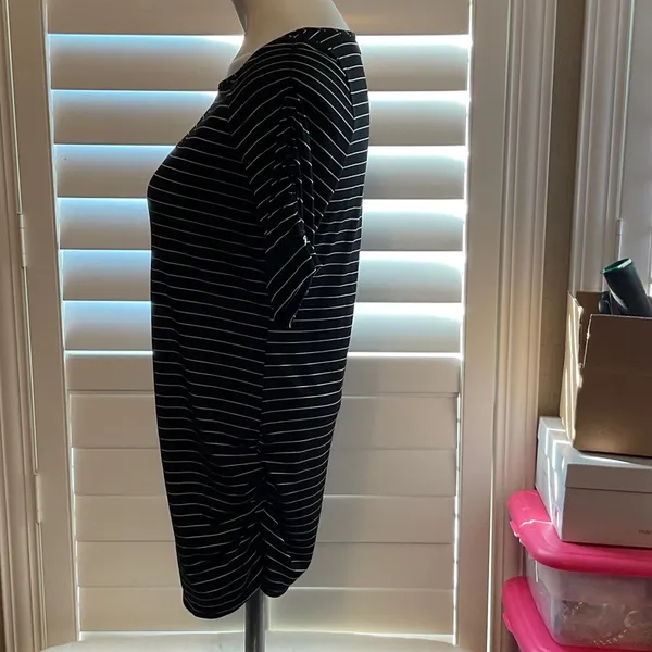 Motherhood Maternity Black and White Striped Short Sleeve Top - Image 5