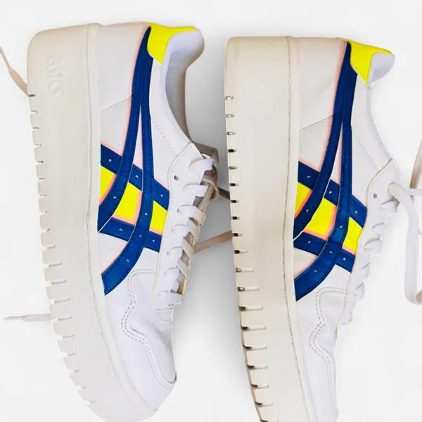 ASICS Japan S PF White Navy Yellow Platform Sneakers Size - Image 2