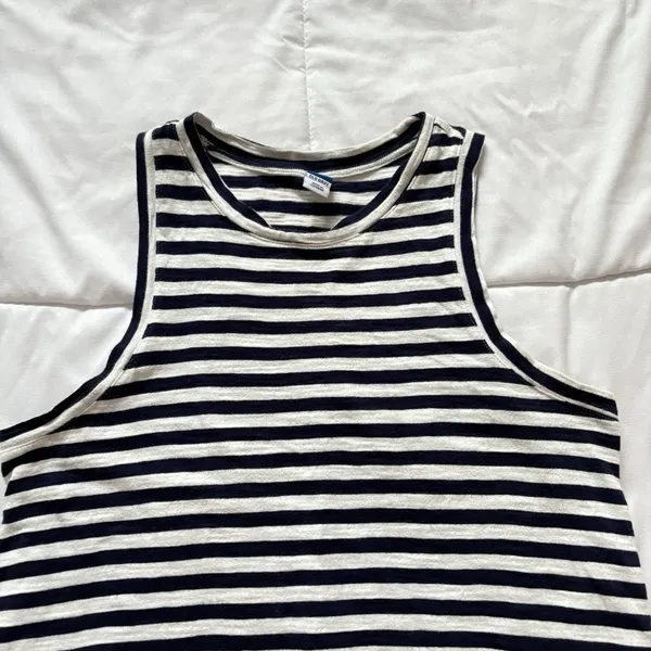 Womens Size Small White Striped Tank Midi Dress‎ Pockets Summer Beach Classic - Image 2