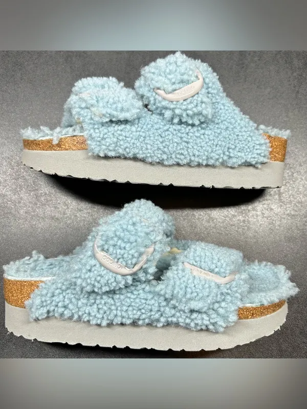 Birkenstock Papillio Size 38 (7.5-8) Arizona Eva Big Buckle Blue Teddy Sandals - Image 2