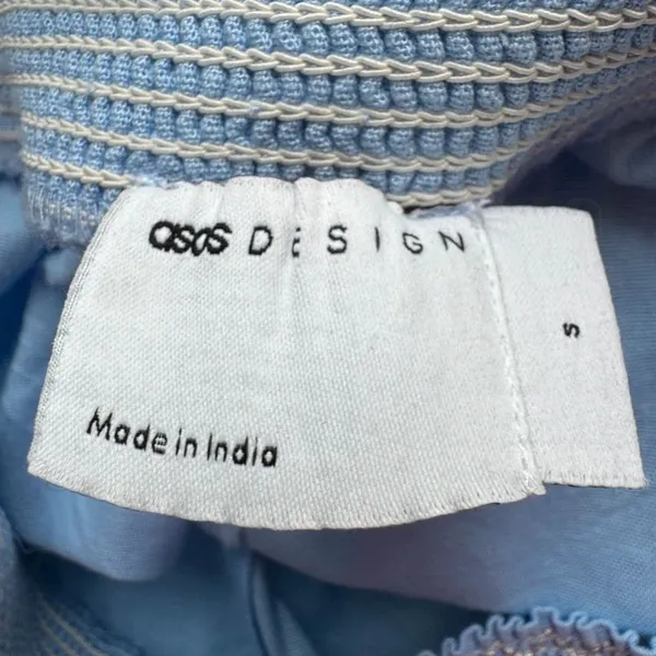 ASOS Linen Blend Wide Leg Pants Women's S Blue Coastal Summer - Image 3