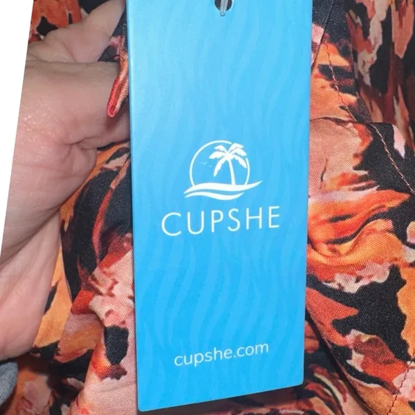 Cupshe Floral Mini Dress Large NWT Long Sleeve Smocked Waist Boho Dress‎ - Image 6