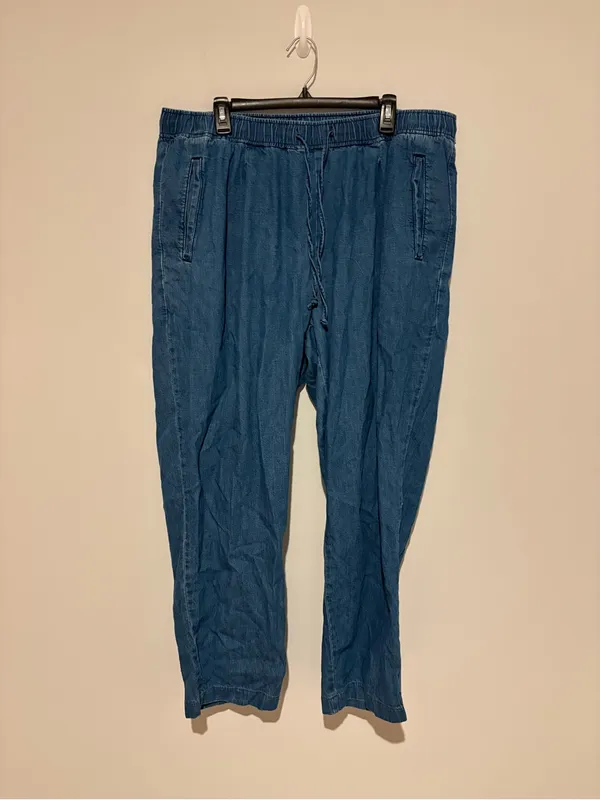 Old Navy straight leg Billie drawstring pull on trouser pants denim blue size XL - Image 2