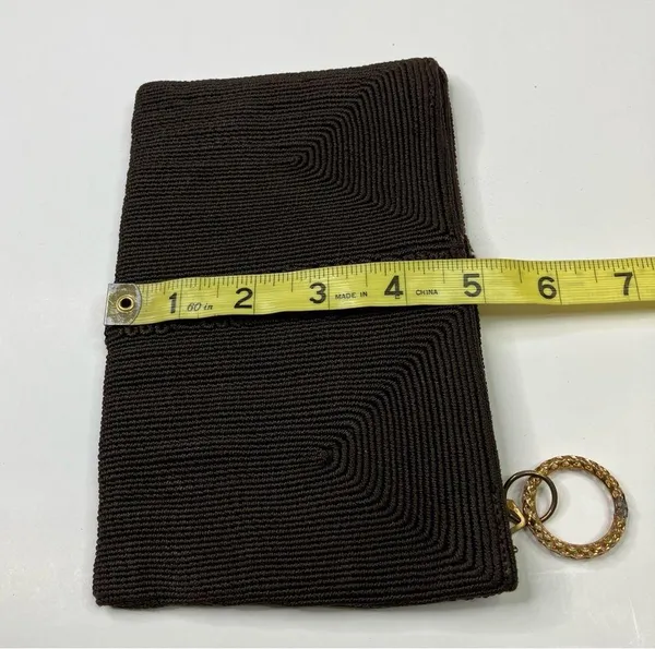 Brown Beaded Elegant Zip Clutch - Image 8